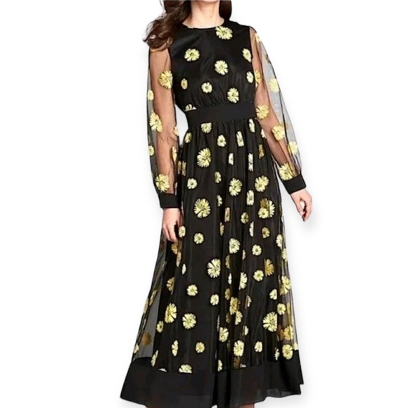 Modcloth Black and Yellow Floral Maxi Dress - Picture 1 of 4